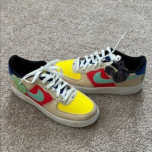 Nike Air Force Low Colorful Sneakers with Red and Yellow Accents